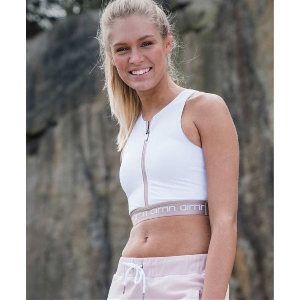 Amin white zip crop top S